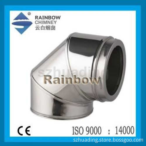 Double wall Stainless steel chimney flue pipe:90 degree bend